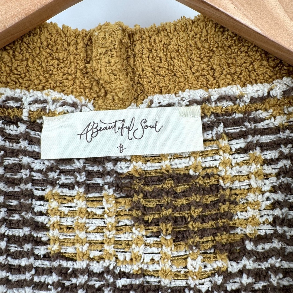 A Beautiful Soul Yellow/Brown Leopard Print Chunky  Distressed Sweater Cardigan - Picture 10 of 12